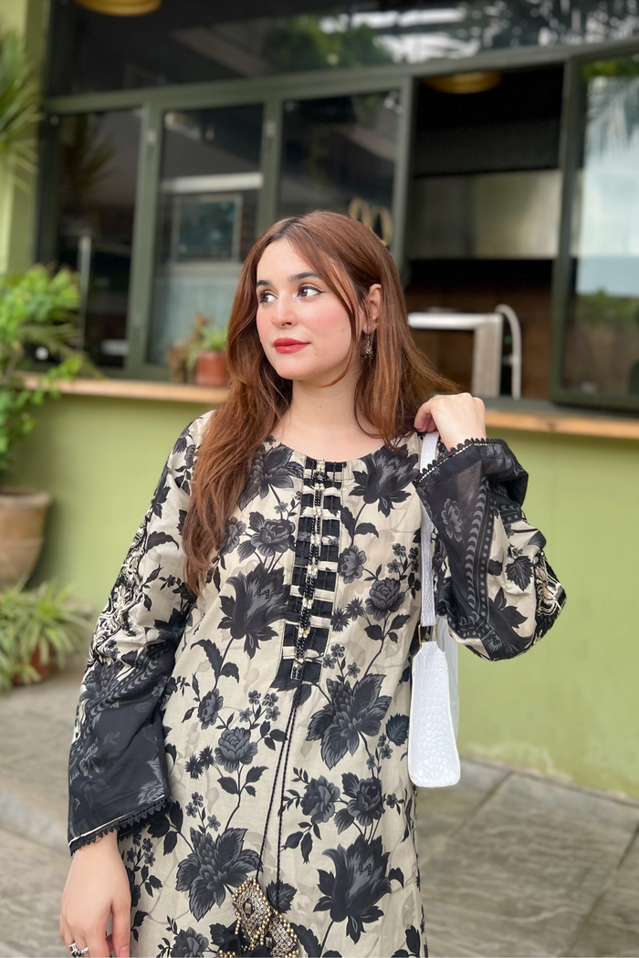 BEST SELLING - BLACK ELVIS 2PC EMBROIDERED DRESS