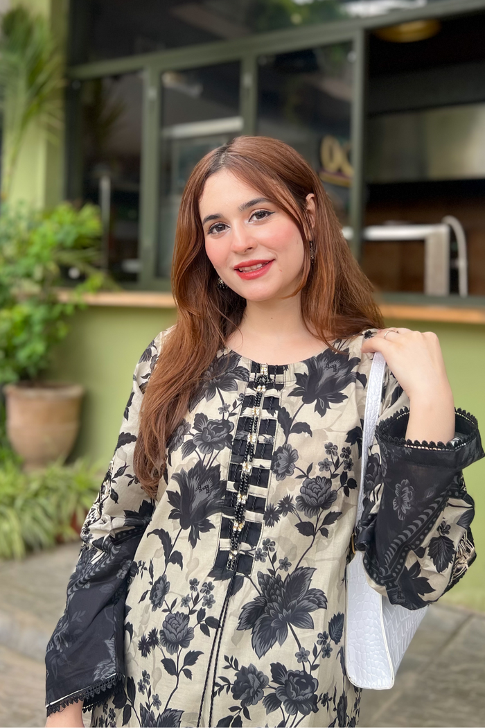 BEST SELLING - BLACK ELVIS 2PC EMBROIDERED DRESS