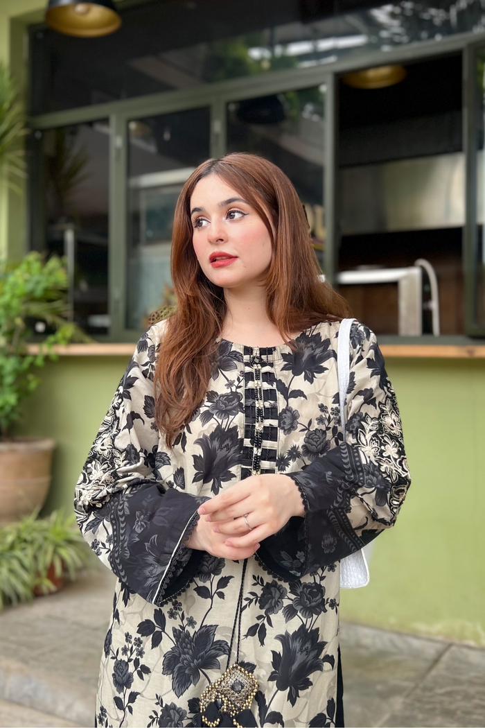 BEST SELLING - BLACK ELVIS 2PC EMBROIDERED DRESS