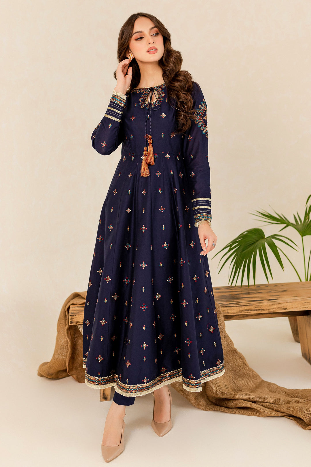 HREEM 02 PC EMBROIDED BLUE SUIT