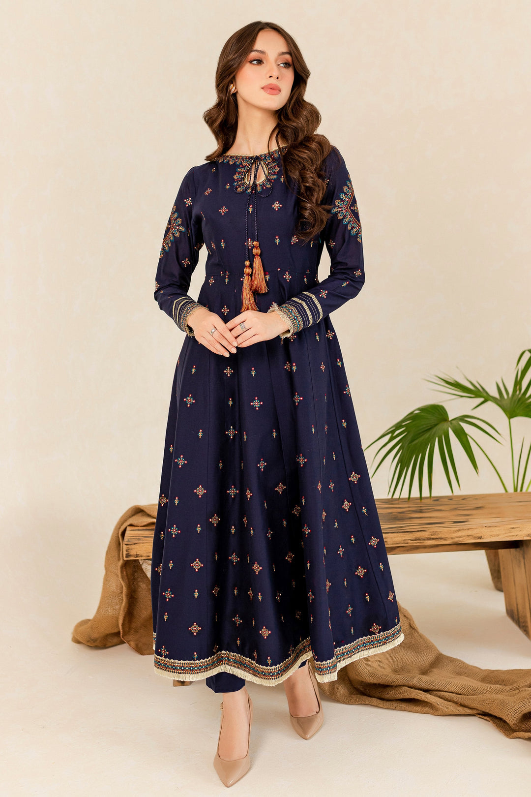 HREEM 02 PC EMBROIDED BLUE SUIT