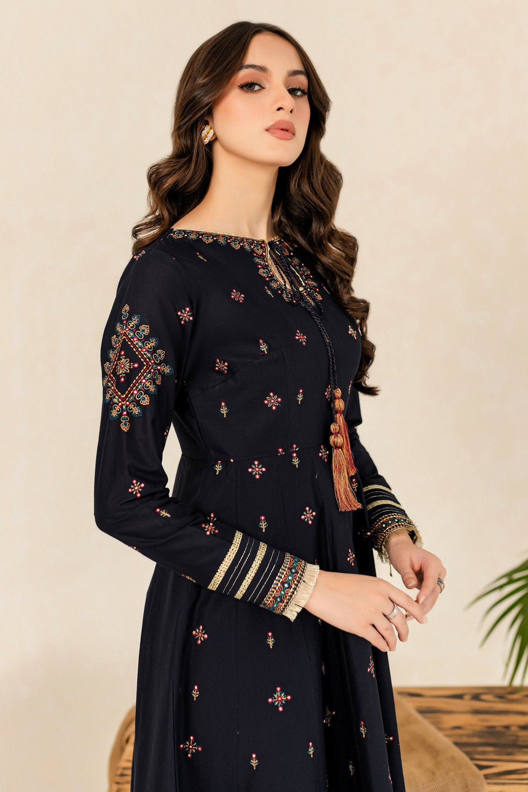 HREEM 02 PC EMBROIDERED BLACK SUIT
