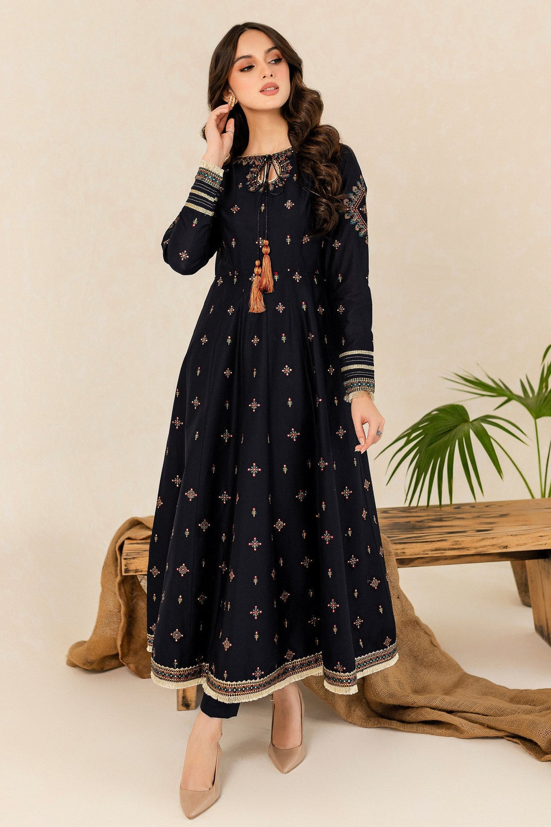 HREEM 02 PC EMBROIDERED BLACK SUIT