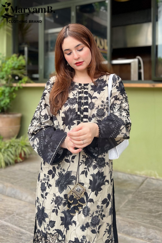 BEST SELLING - BLACK ELVIS 2PC EMBROIDERED DRESS